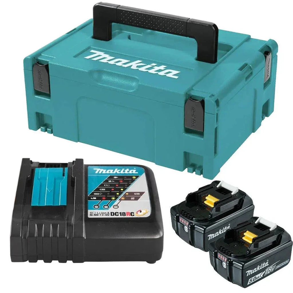 Makita BL1850B 18V LXT 5.0Ah Twin Battery & DC18RC Rapid Charger Kit with Makpac Case