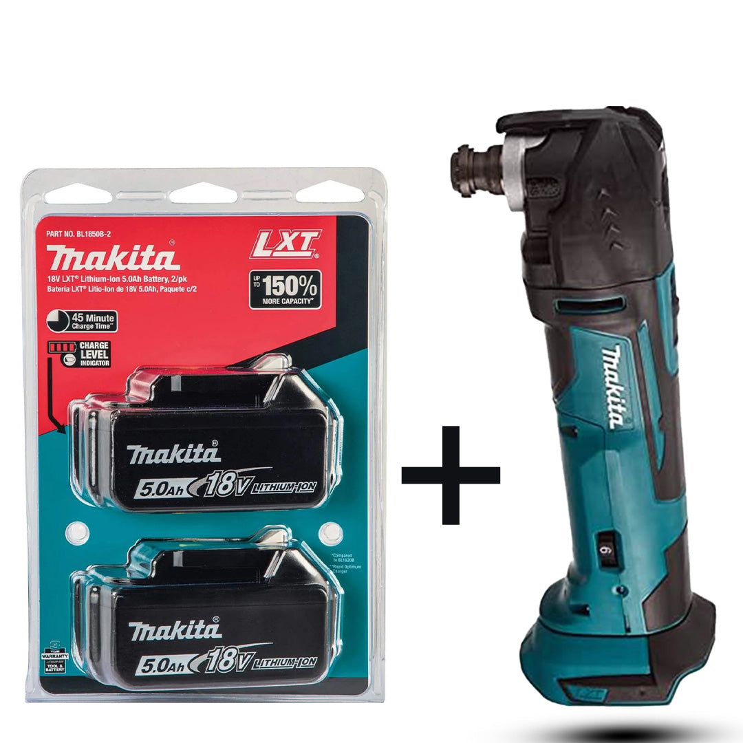 Makita DTM51Z 18V LXT Multi-Tool – Tool-Free Blade Change with 2× BL1850B 5.0Ah Batteries
